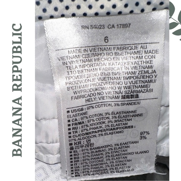 Banana Republic Black, Blue and White Patterned Ankle Pants Front Zip Size 6 - Picture 9 of 9